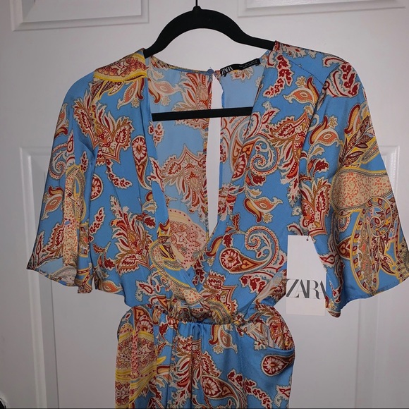 NWT Zara flowy paisley jumpsuit with slits - Picture 5 of 5